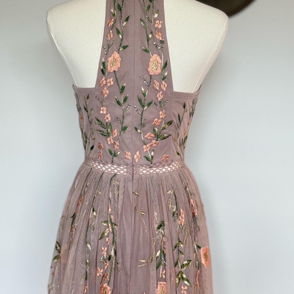 ASOS Floral Embroidered Maxi Dress in Pink and Green - Picture 8 of 9